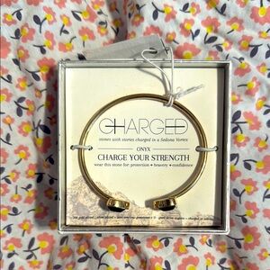 Charged Gold Plated Bracelet with Onyx Accents